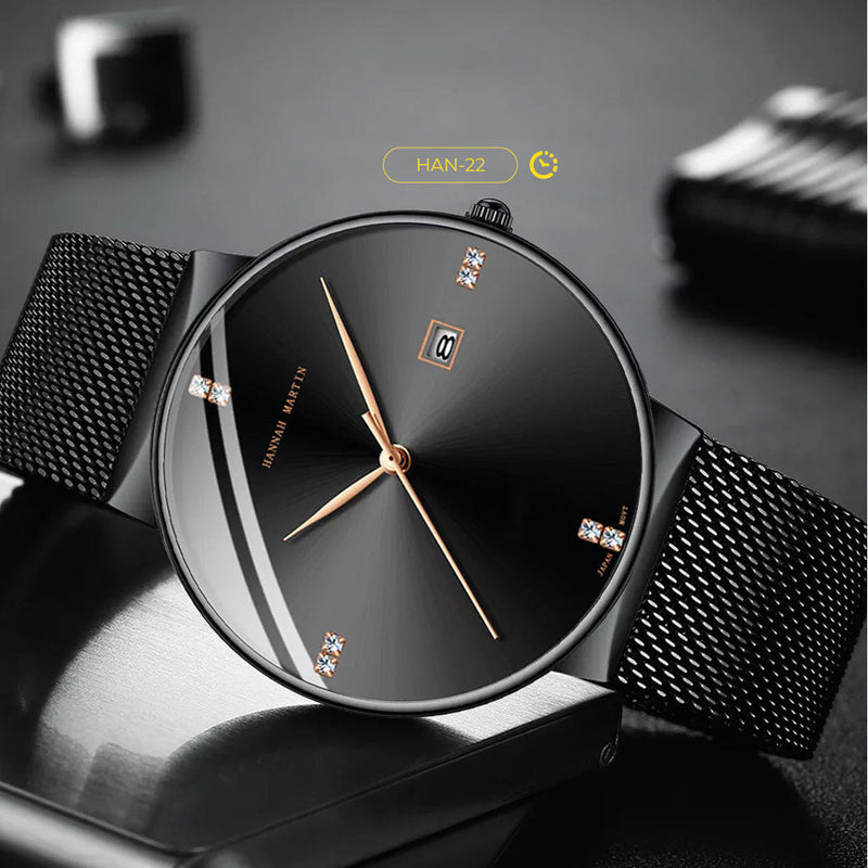 RELOJ HANNAH MARTIN ELEGANTE NEGRO Y AZULADO | SKU: HAN-22 & HAN-24